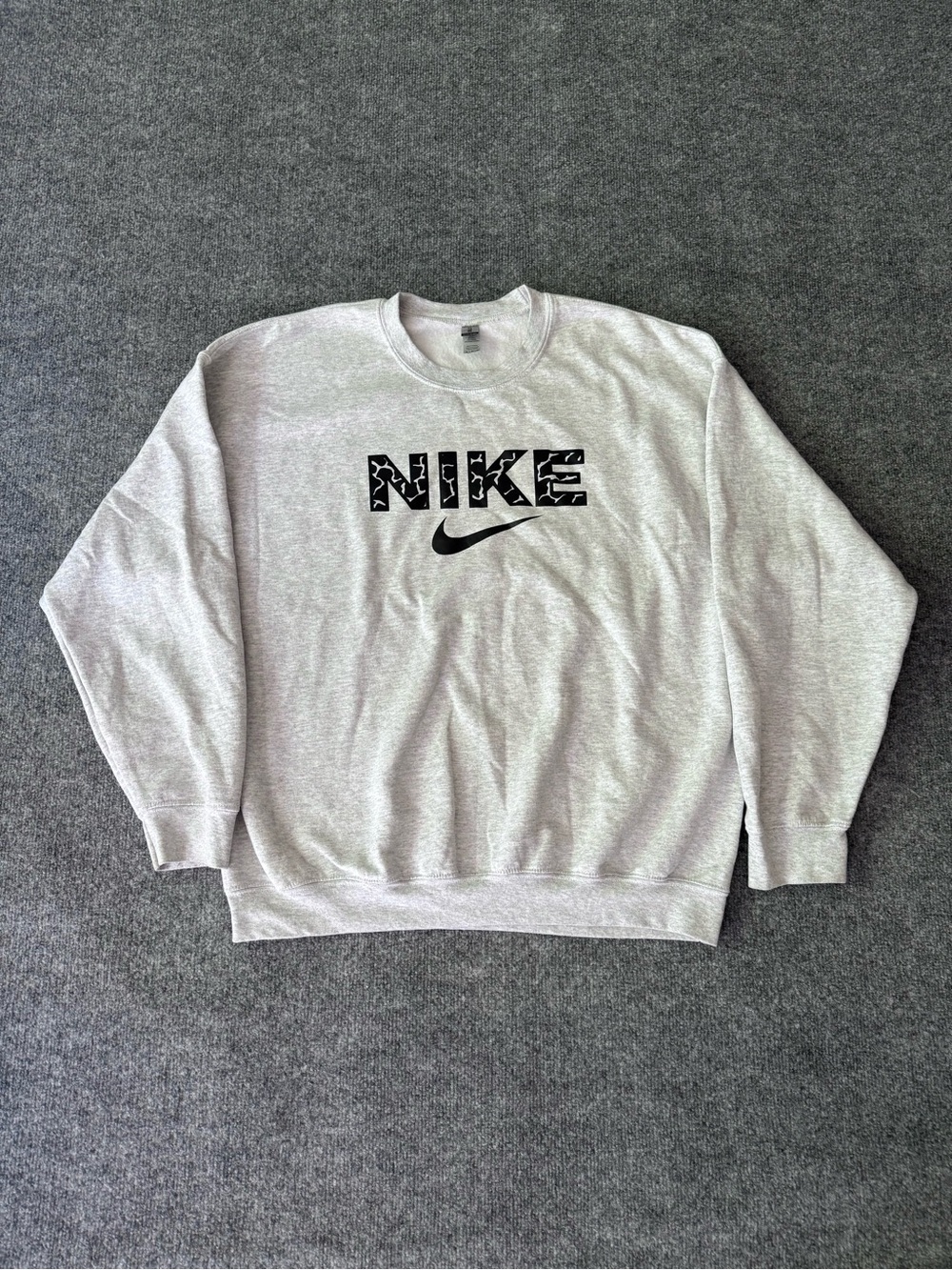 Nike Light Gray Crewneck Sweatshirt with Black Logo
